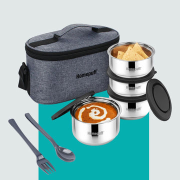 Steel Lunch Box- Set of 4 (2 X 325ml + 2 X 225ml)